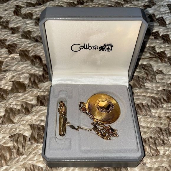 Colibri gold tone pocket watch with knife NEW - Picture 1 of 9